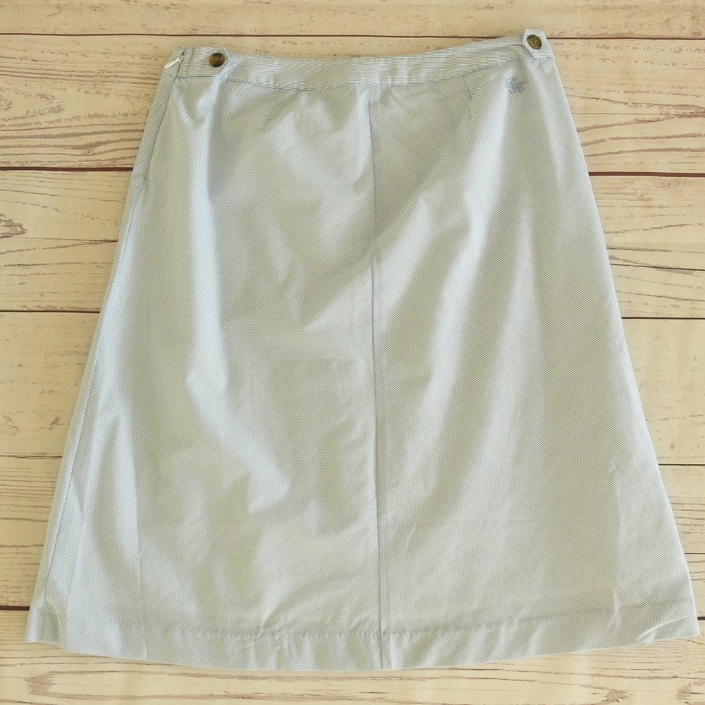 Tommy Hilfiger Cotton Blend Blue White Stripe Fully Lined A Lined Skirt - Size 4